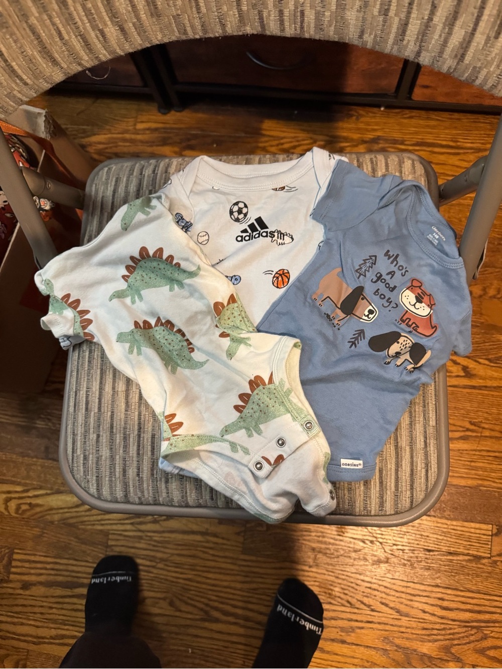 adidas White & Blue Baby Graphic Onesie Set3-6 month Gerber and Carters